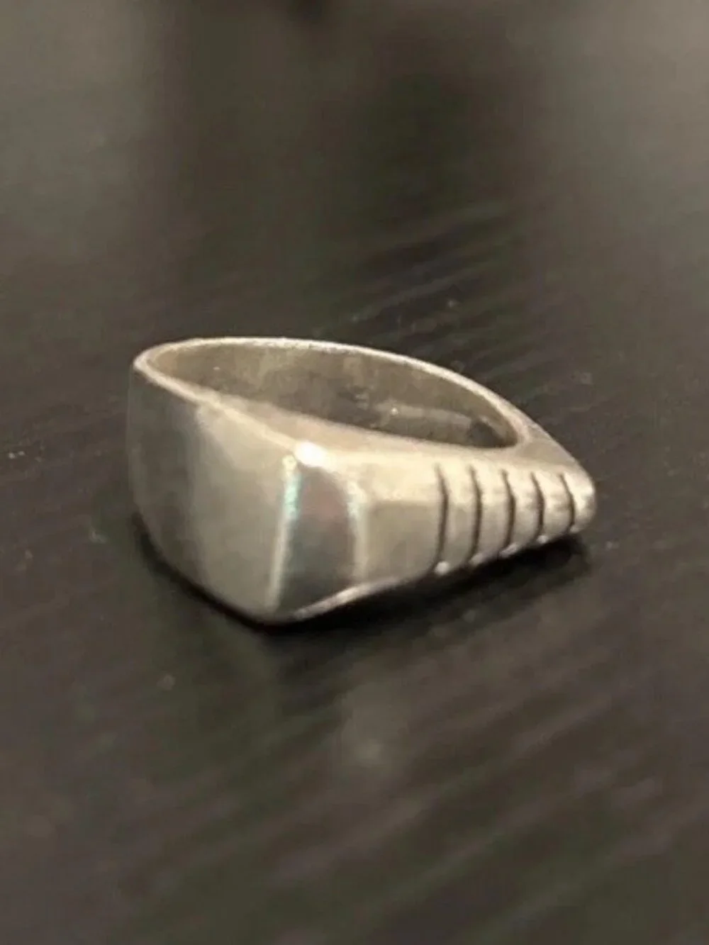 925 Sterling Silver Modernist Geometric Signet Ring Artisan Size 7 Vintage
